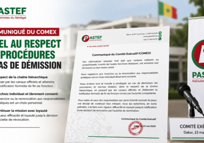 Communiqué du COMEX de Pastef : appel au respect des procédures en cas de démission
