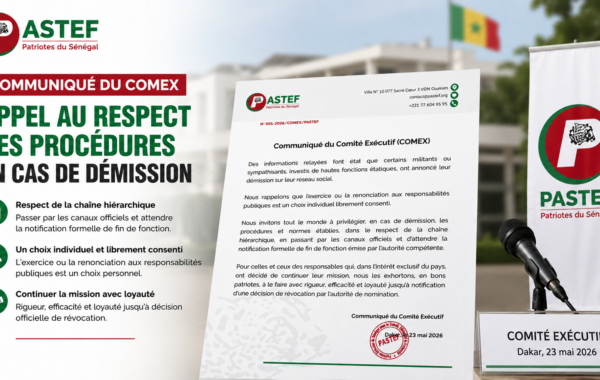 Communiqué du COMEX de Pastef : appel au respect des procédures en cas de démission